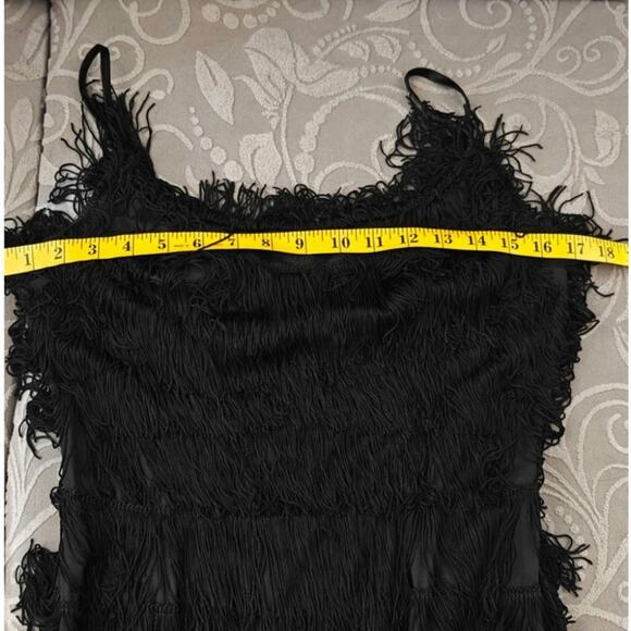 Vintage 1950s black Fringe Flapper style dress - Picture 9 of 11